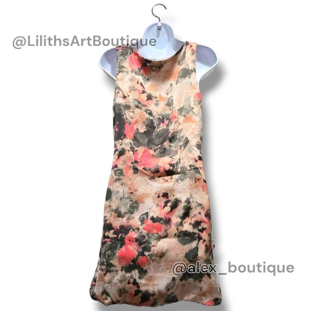 H&M Pleated Floral Watercolor Bubble Drape Stain Dress(C014)-Size 6 for … - Picture 4 of 12